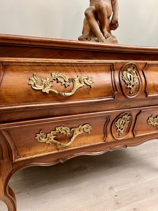 Walnut Tomb Form Chest of Drawers Louis XV Period About 1750