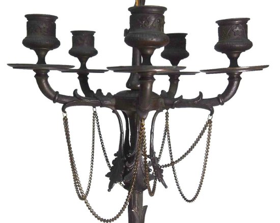 Candelabri in Bronzo Firmati De Barbedienne Ottocento (coppia)