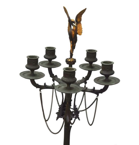 Candelabri in Bronzo Firmati De Barbedienne Ottocento (coppia)