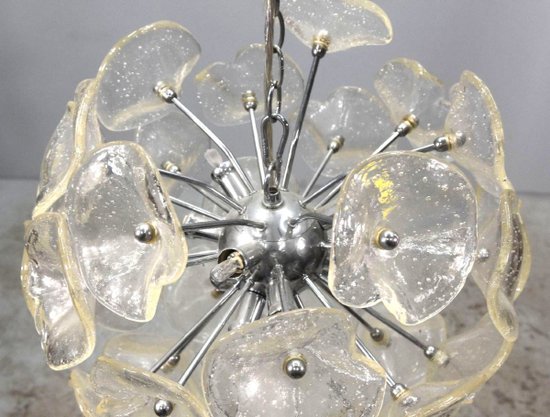 Vintage Italian Design Glass Chandelier Mud Flower