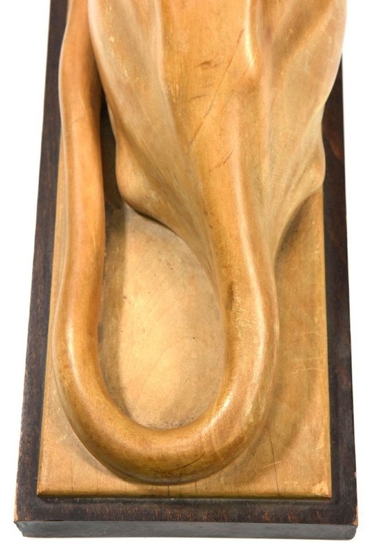 Scultura in legno di una pantera sdraiata di Christmas Angel Martini Art Deco periodo