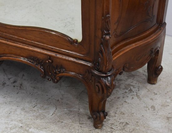 Exceptional Baroque Louis XV Rocaille Style Mirror Cabinet In Walnut Babies