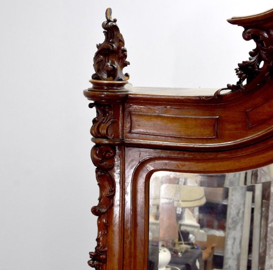 Exceptional Baroque Louis XV Rocaille Style Mirror Cabinet In Walnut Babies