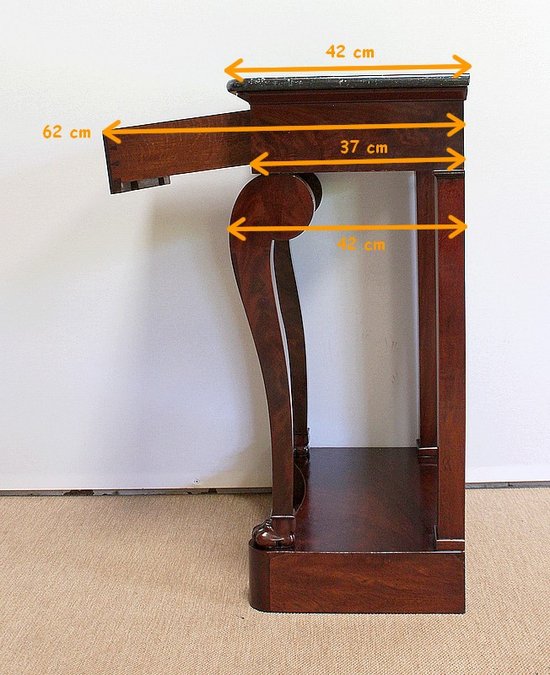 Small Console in Burl Mahogany veneer from Cuba, Restoration Period - Early 19th Century