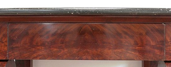 Small Console in Burl Mahogany veneer from Cuba, Restoration Period - Early 19th Century