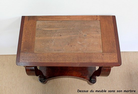 Small Console in Burl Mahogany veneer from Cuba, Restoration Period - Early 19th Century