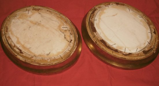 Two marble medallions