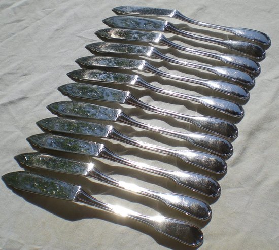 12 fish cutlery in silvery metal Christofle goldsmith Versailles model