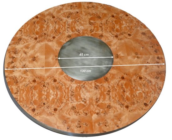 Round Table in Cedar burl and gold metal - 1980