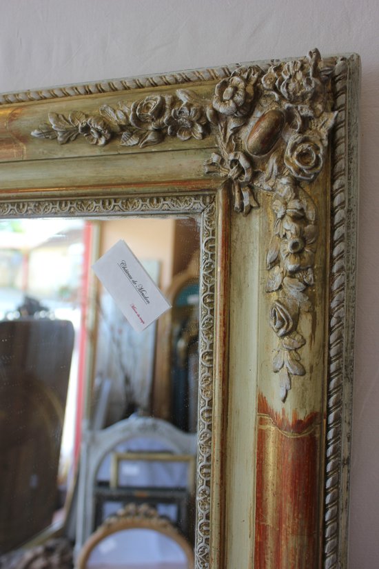 Rectangle Mirror Gold Leaf Restoration And Patina 90 X 114 Cm