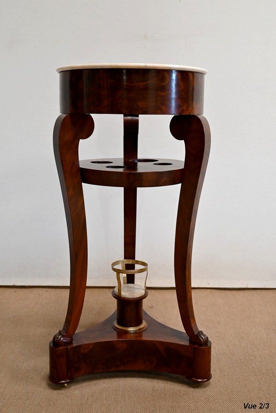 Important Athenian Barber, in mahogany burl veneer, Empire period - Early 19th century