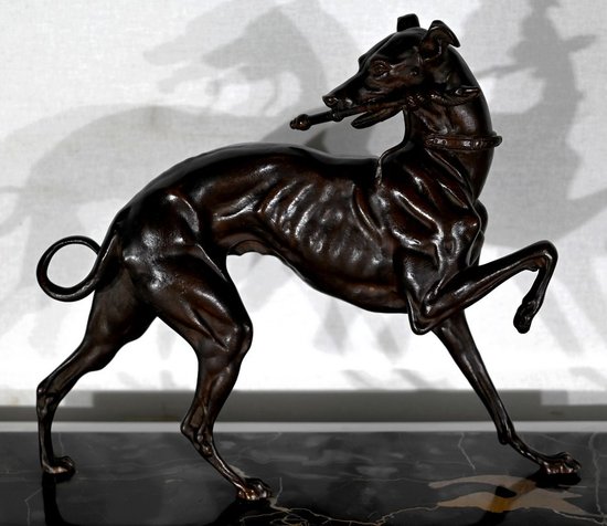 Brown Patina Cast Iron Subject "The Greyhound" - Late 19th century