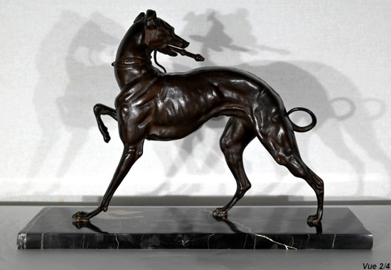 Brown Patina Cast Iron Subject "The Greyhound" - Late 19th century