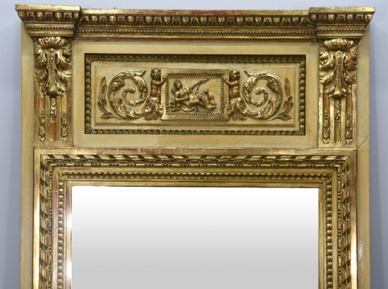 Piedmontese Trumeau In Carved And Gilded Wood Late Eighteenth Early Nineteenth