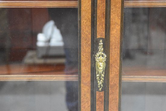 Transition Style Library Marquetry And Gilt Bronze Marble Top