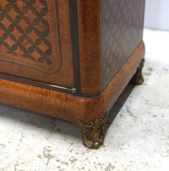 Transition Style Library Marquetry And Gilt Bronze Marble Top