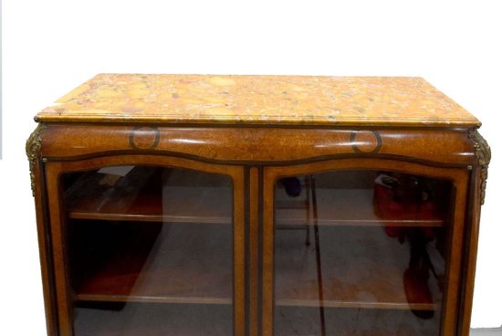 Transition Style Library Marquetry And Gilt Bronze Marble Top