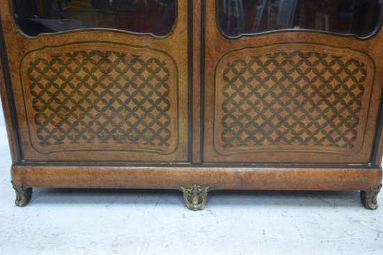 Transition Style Library Marquetry And Gilt Bronze Marble Top