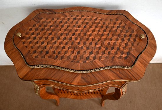 Planter in Marquetry, Louis XV style, Napoleon III period - Mid-19th century