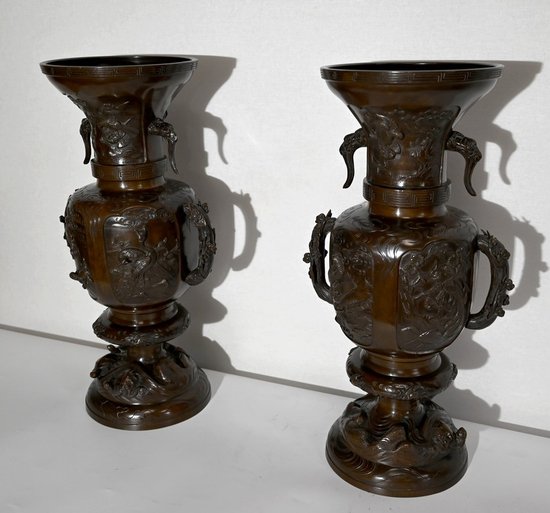 Importante Paire de Vases en Bronze, Japon – 1900