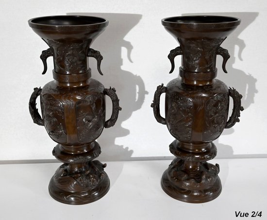 Importante Paire de Vases en Bronze, Japon – 1900