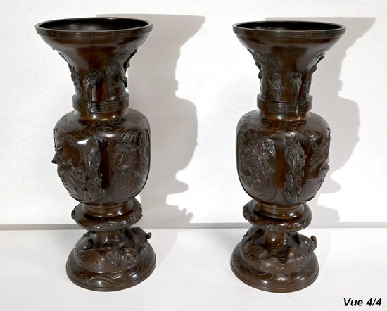 Importante Paire de Vases en Bronze, Japon – 1900