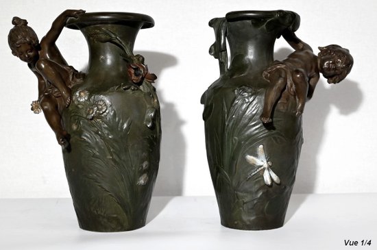 Paire de Vases en Régule, A. Moreau – Fin XIXe