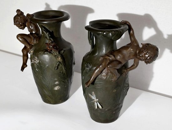 Paire de Vases en Régule, A. Moreau – Fin XIXe