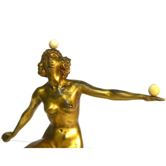 Ball Dancer Bronzo Patina Oro E Argento 1930 Art Déco