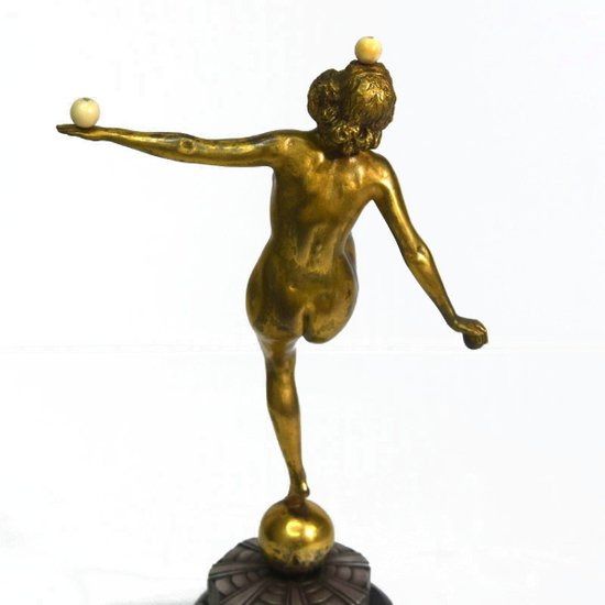 Ball Dancer Bronzo Patina Oro E Argento 1930 Art Déco