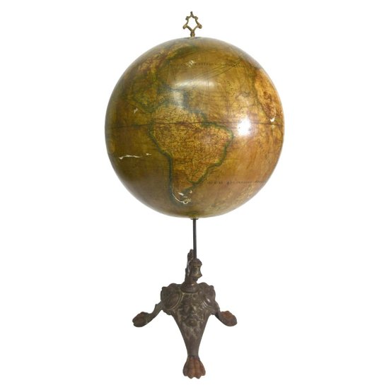 Terrestrial Globe Girard And Box Base Cast Iron Nineteenth