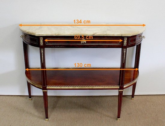 Long Console in Mahogany and Marble, Louis XVI / Directoire transition - 18th century