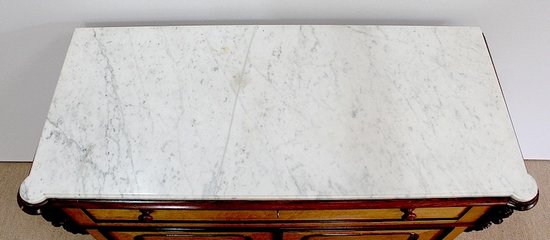 Buffet Scrittoio in Acero Maculato e Marmo di Carrara - Fine XIX Secolo