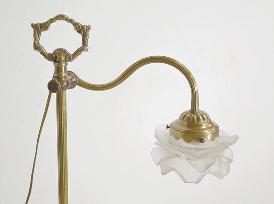 Petite Lampe Tulipe en Verre et Bronze, réglable, Art Déco – 1920