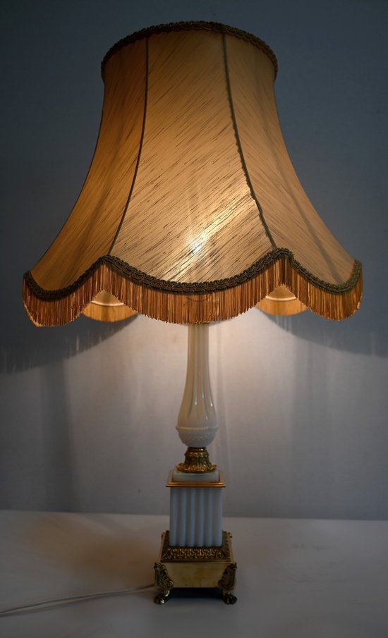 Important Opaline and Bronze Lamp, Louis XVI Style – 1950