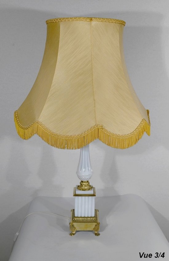 Important Opaline and Bronze Lamp, Louis XVI Style – 1950