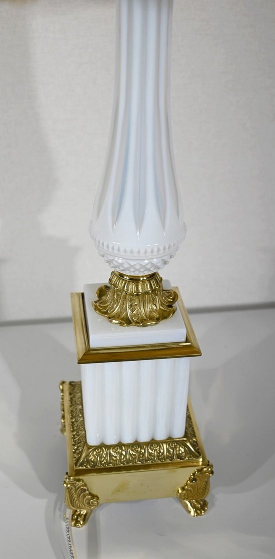 Important Opaline and Bronze Lamp, Louis XVI Style – 1950