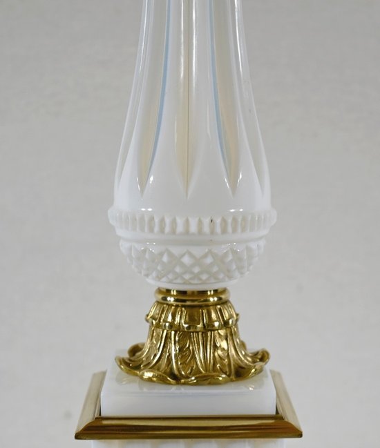 Important Opaline and Bronze Lamp, Louis XVI Style – 1950