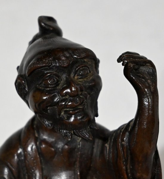 Bronze Personnage Chinois et Chien de Fao, Style asiatique – Début XXe