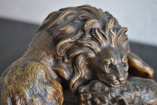 Bronze Animalier XIXème Non Signé Aux Lions