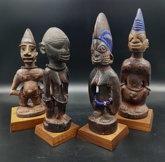 Lot De 4 Statuettes Ibeji, Yorouba, Nigeria