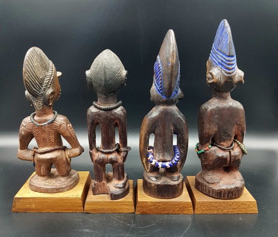 Lot De 4 Statuettes Ibeji, Yorouba, Nigeria