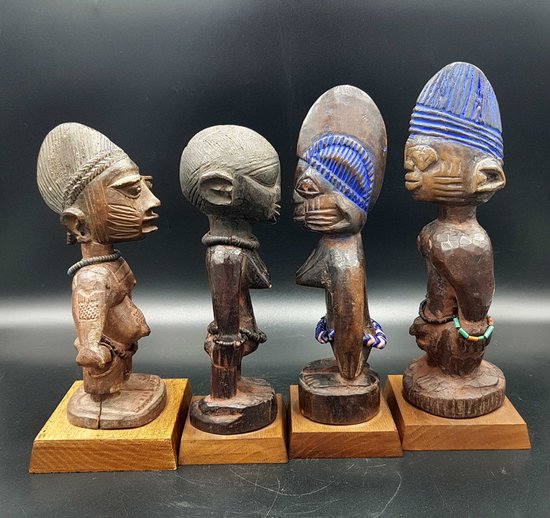 Lot De 4 Statuettes Ibeji, Yorouba, Nigeria