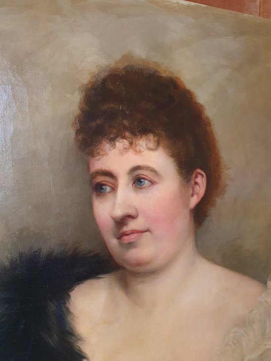 Julia Brouilhony Benet , Portrait d'Une élégante , Huile Sur Toile , 1889 .