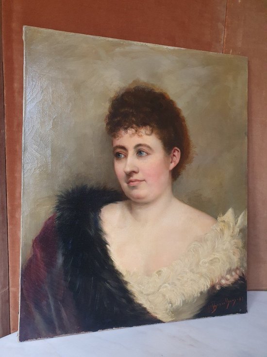 Julia Brouilhony Benet , Portrait d'Une élégante , Huile Sur Toile , 1889 .