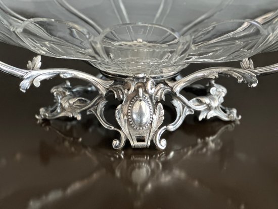 Baccarat, Table Center In Silver Bronze And Crystal Epoque Nineteenth