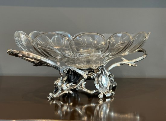 Baccarat, Table Center In Silver Bronze And Crystal Epoque Nineteenth