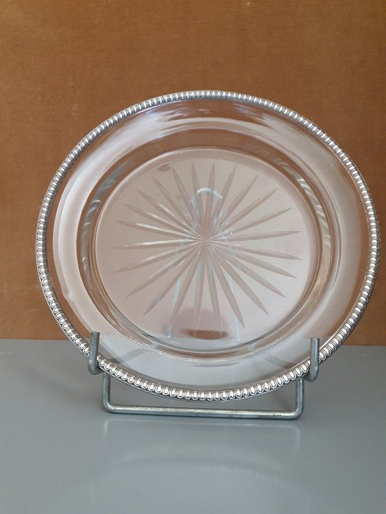 Presentation Plate , Cut Crystal And Solid Silver , Late XIX°.