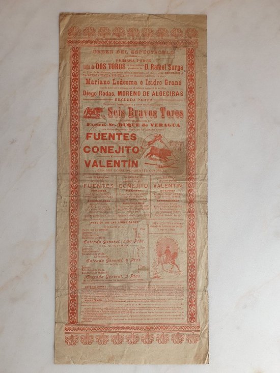 Affiche De Corrida , A Los Toros , Imp Ortega , Lorilleux , 1901.