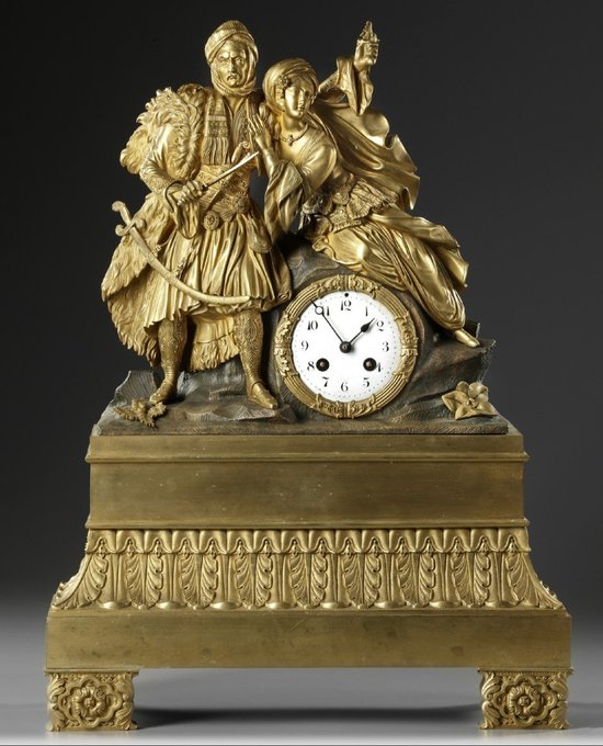 Orientalist Clock From The Restoration Period With Figures Of Turks.